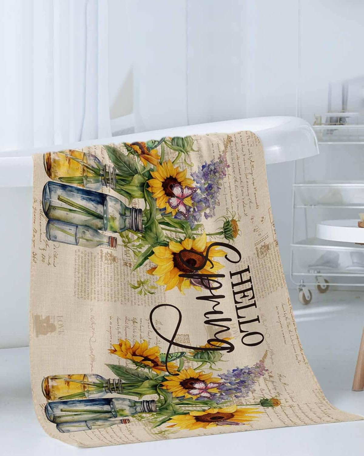 ZOE GARDEN Sunflower Lavender Bathroom Towel Set 3pc