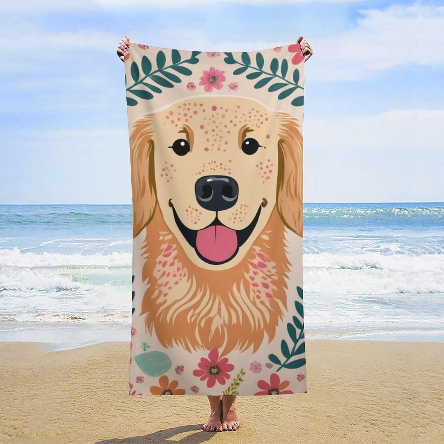 4SEE Oversize Beach Towel with Floral Design
