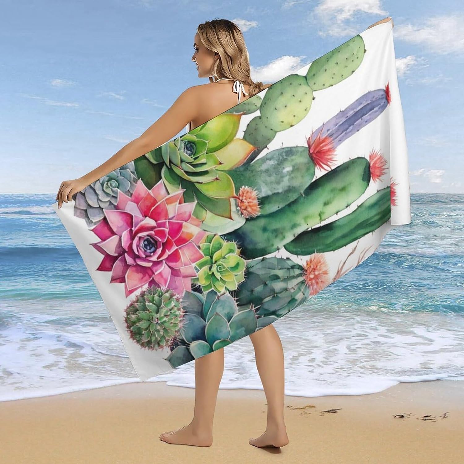4SEE Premium Double-Sided Velvet Beach Towel - Extra Large 63x315 Inches