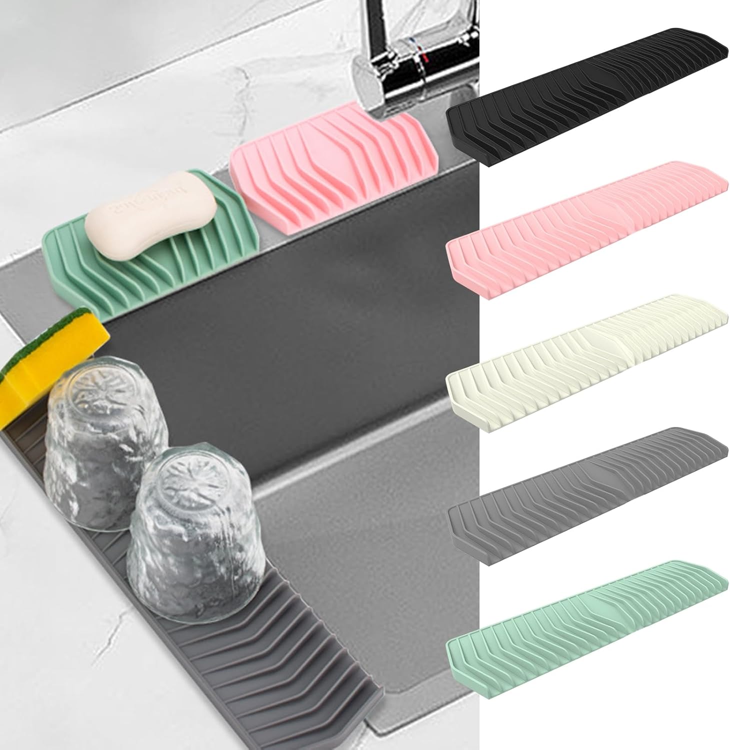 Flexible Silicone Soap Dish with Waterfall Drainage