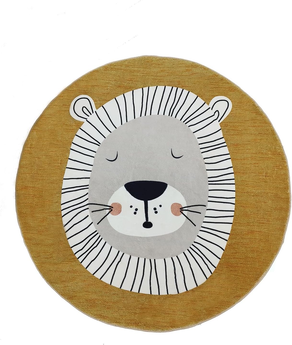 ABREEZE Lion Round Area Rug 6ft Kids Playroom Rug