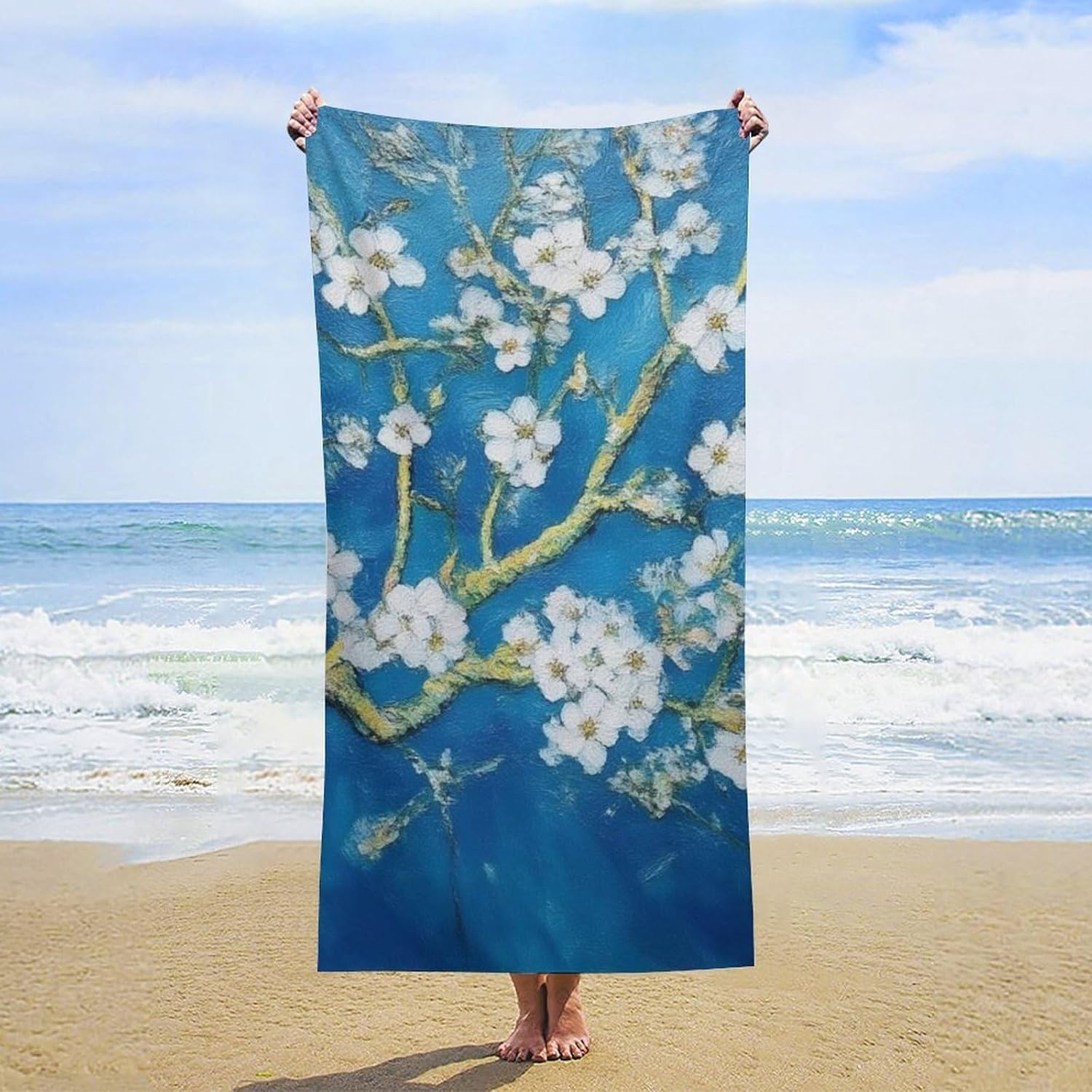 4SEE Extra Large Beautiful Apricot Flower Bath Towel