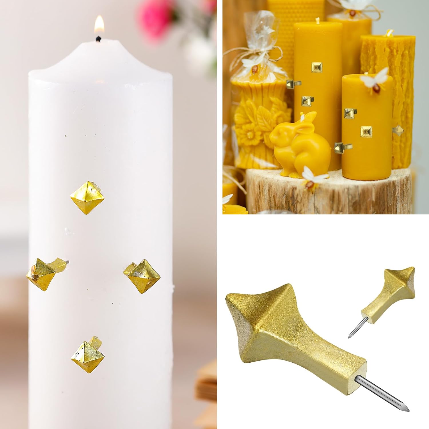 MorningRo 8 Pcs Gold Candle Nails for Easter Church Services