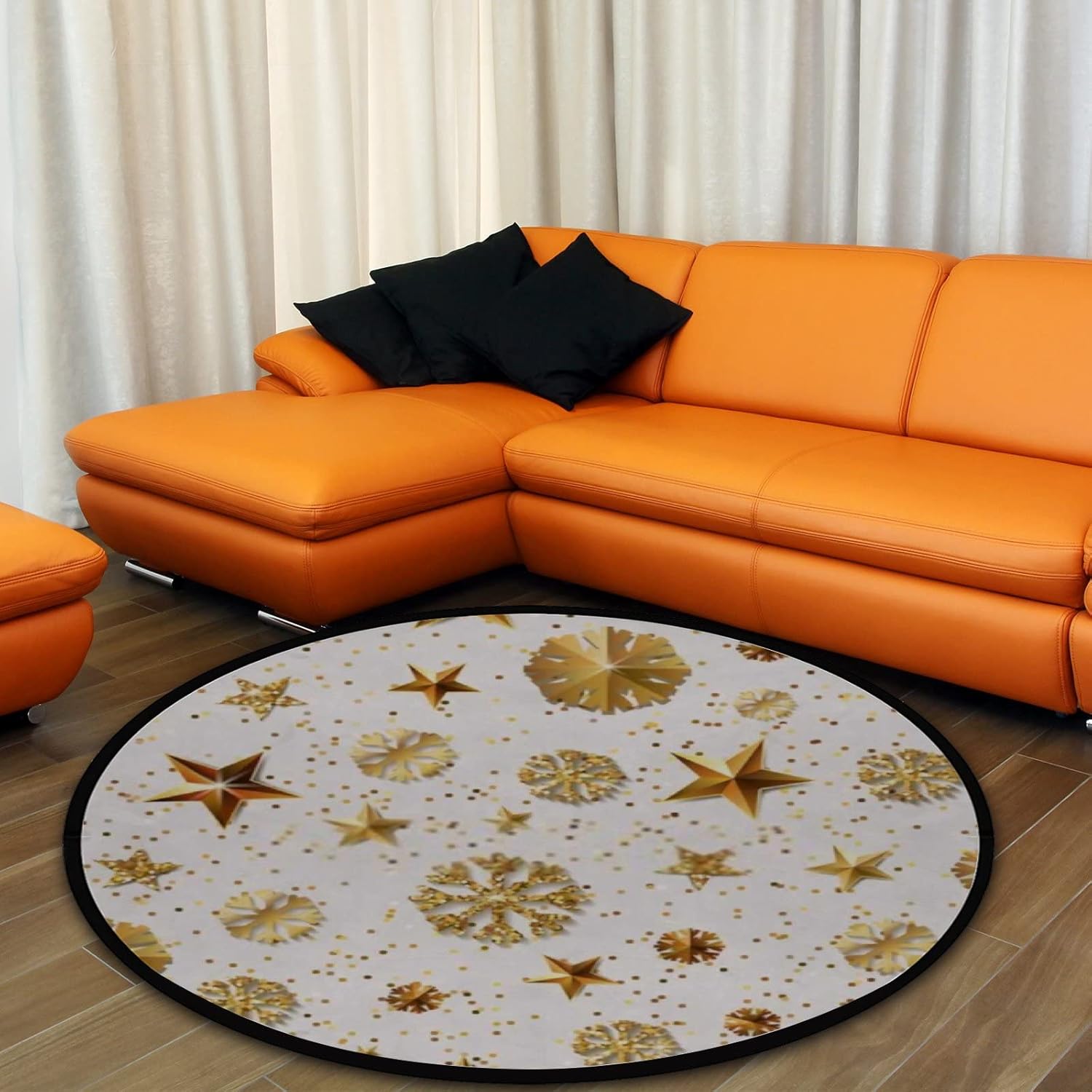 Vantaso 4ft Round Christmas Rug for Kids Playrooms and Living Rooms