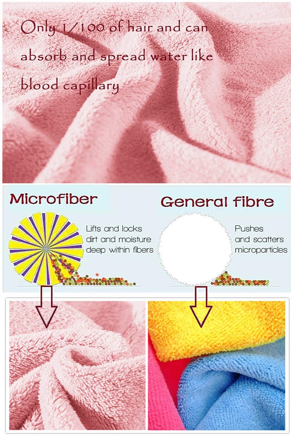 Xinrjojo 4-Piece Quick-Dry Absorbent Towels - Light Pink
