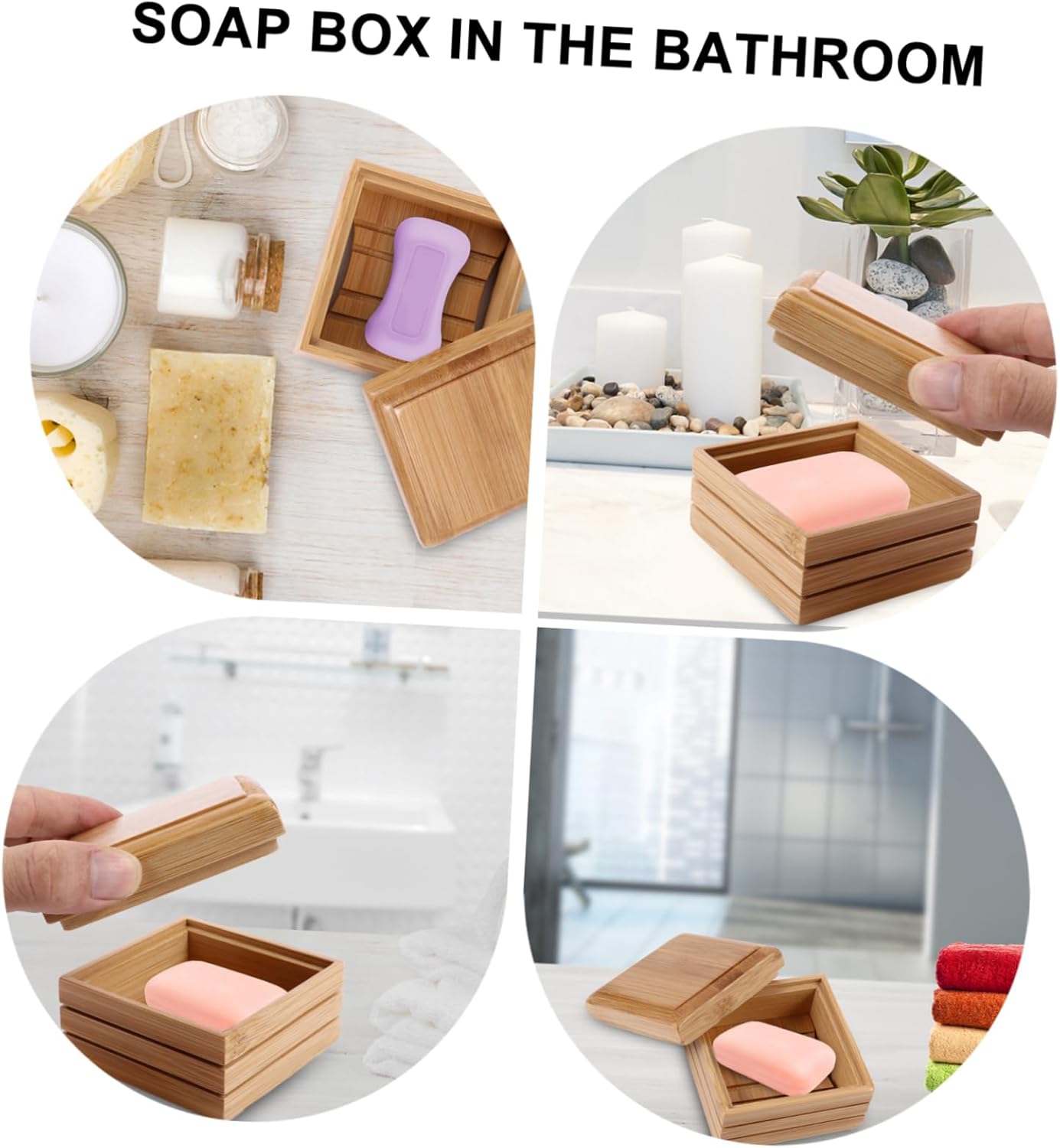 LIFKOME Natural Wood Soap Dish with Lid 1