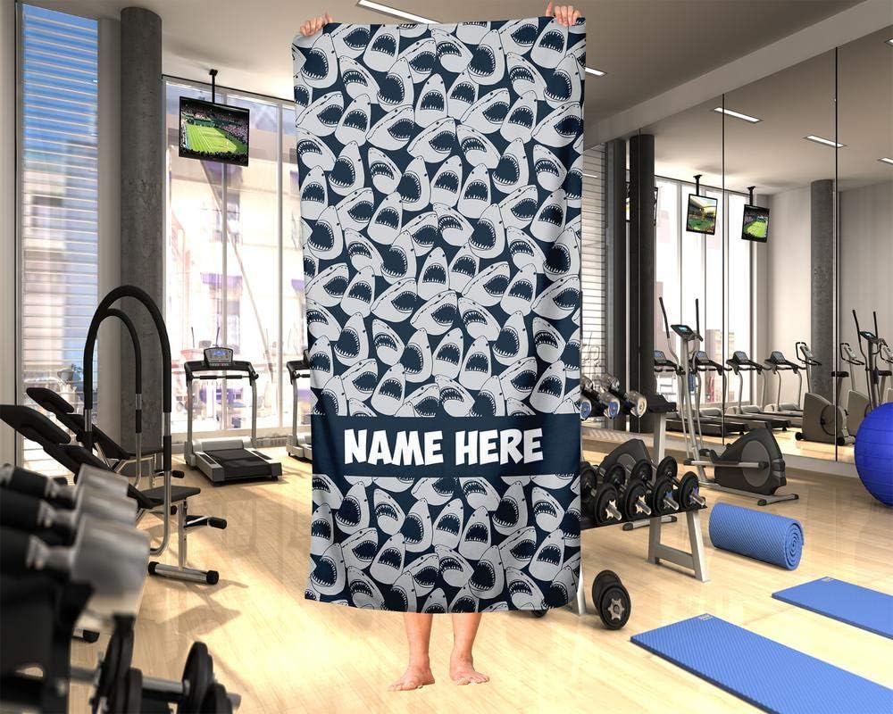 Personalized Colorful Ocean Shark Towel for Kids