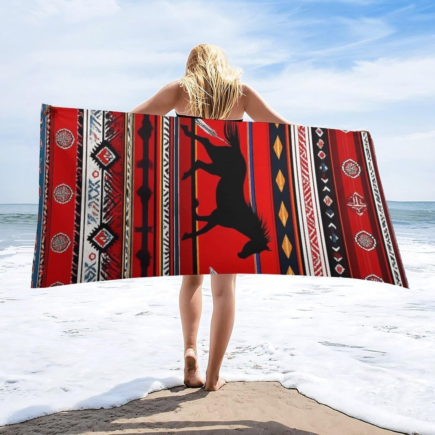4SEE Extra Large Beach Towel with Horse Dreamcatcher Design
