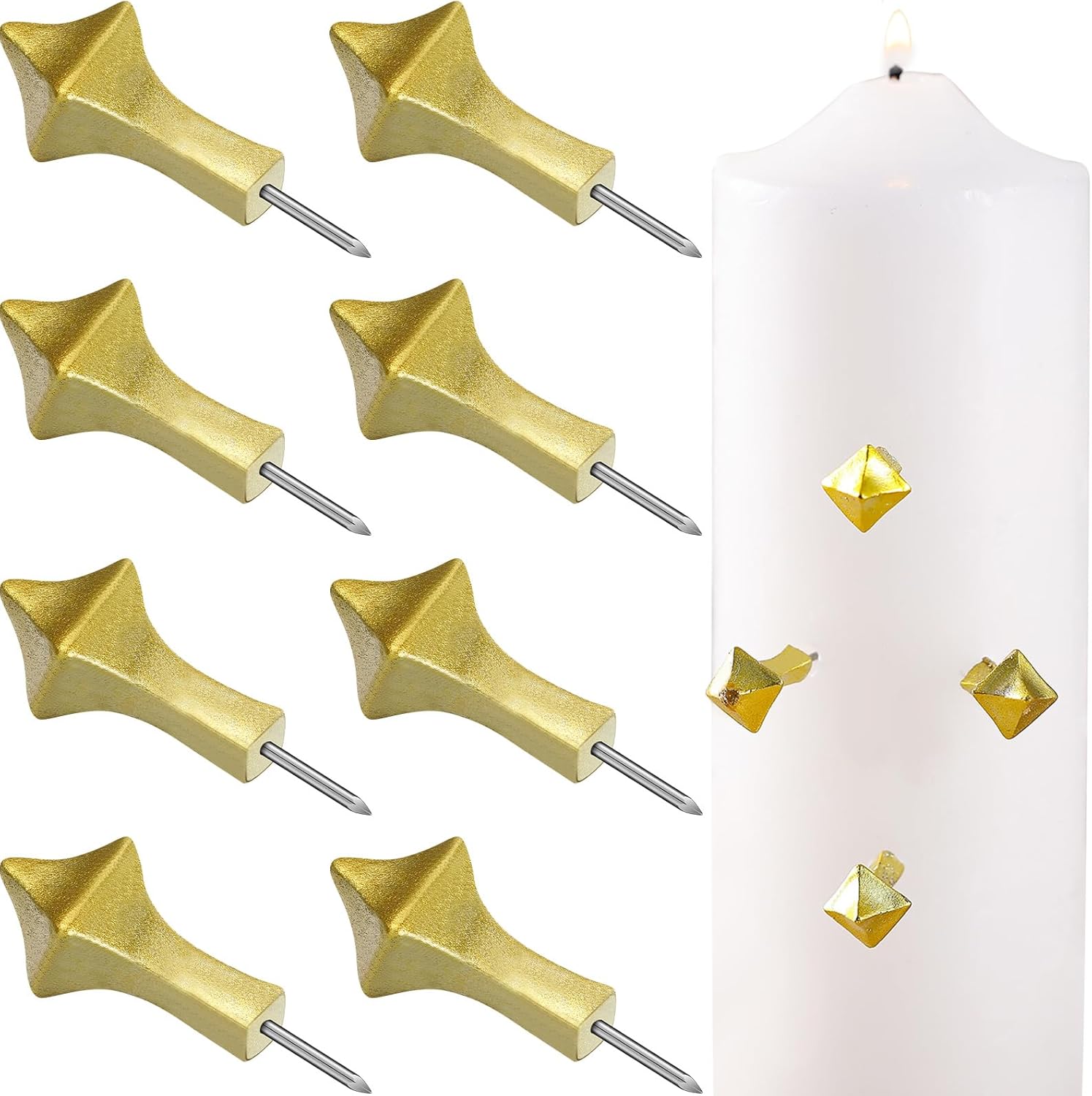 MorningRo 8 Pcs Gold Candle Nails for Easter Church Services