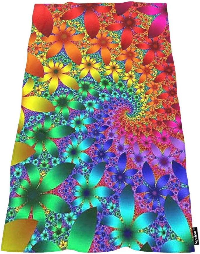 Moslion Rainbow Spiral Bath Towel 64x32 Inches