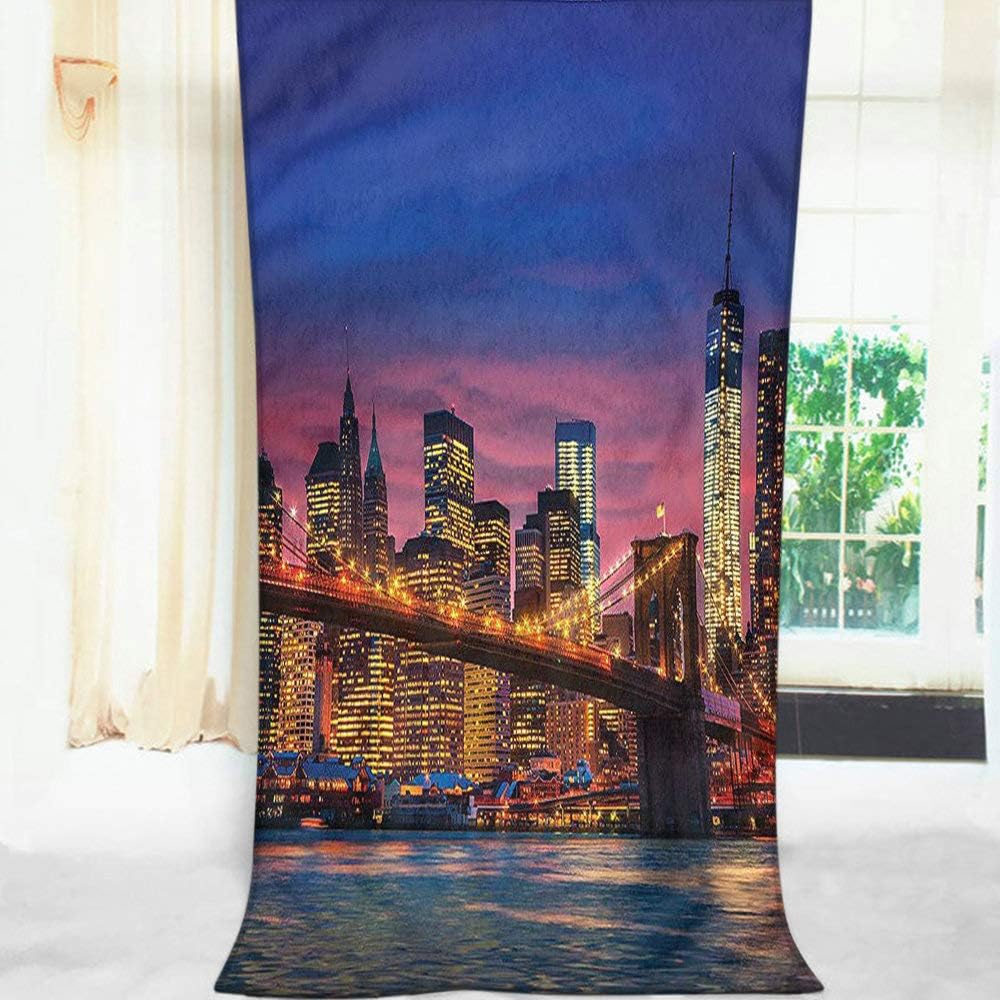 Moslion Bath Towels New York Pink Blue 64x32 Inches