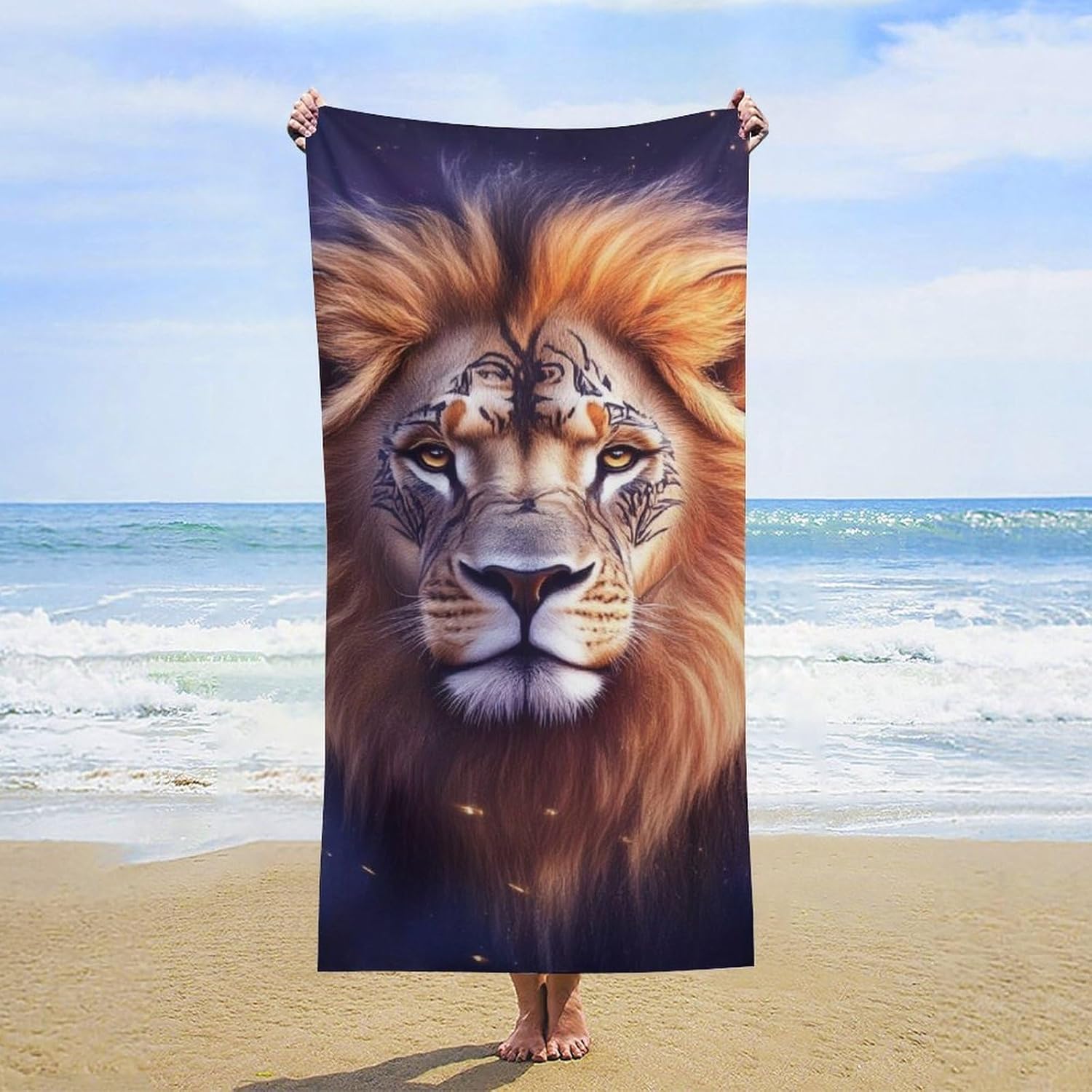 4SEE Plus Size Beach Towel with Lion Design