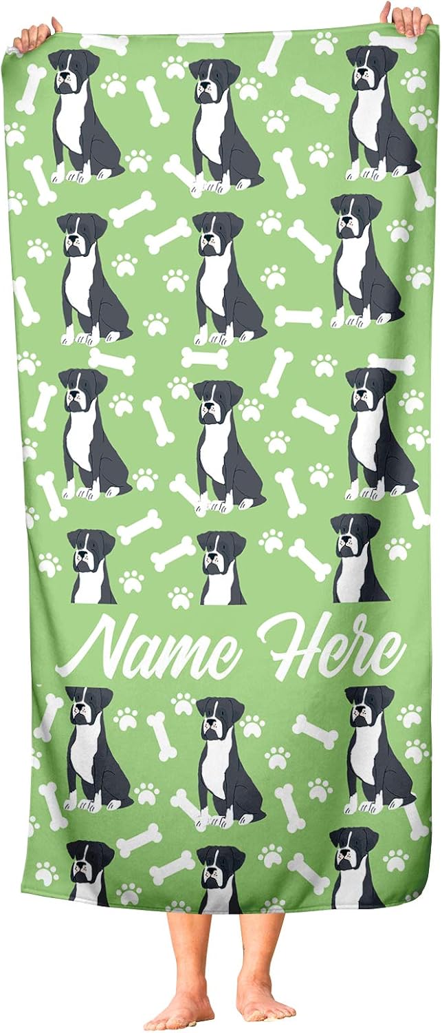 Personalized Boxer Face Beach and Bath Towels - LargeMedium