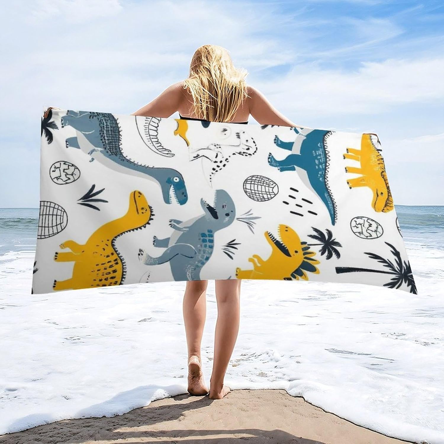 Extra Large Dinosaur Beach Towel for Bath and Pool