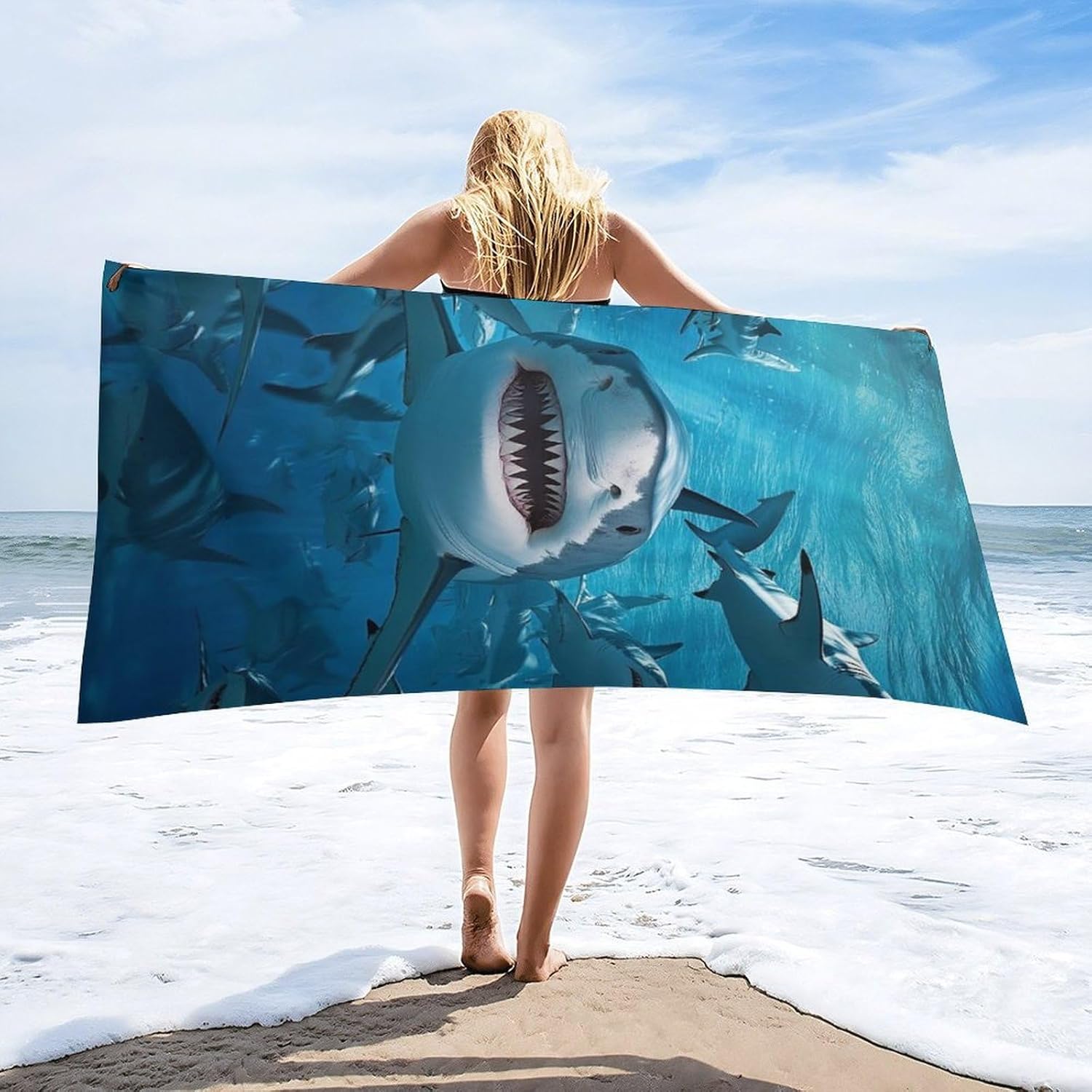 4SEE Oversize Sea Blue Beach Towel Set
