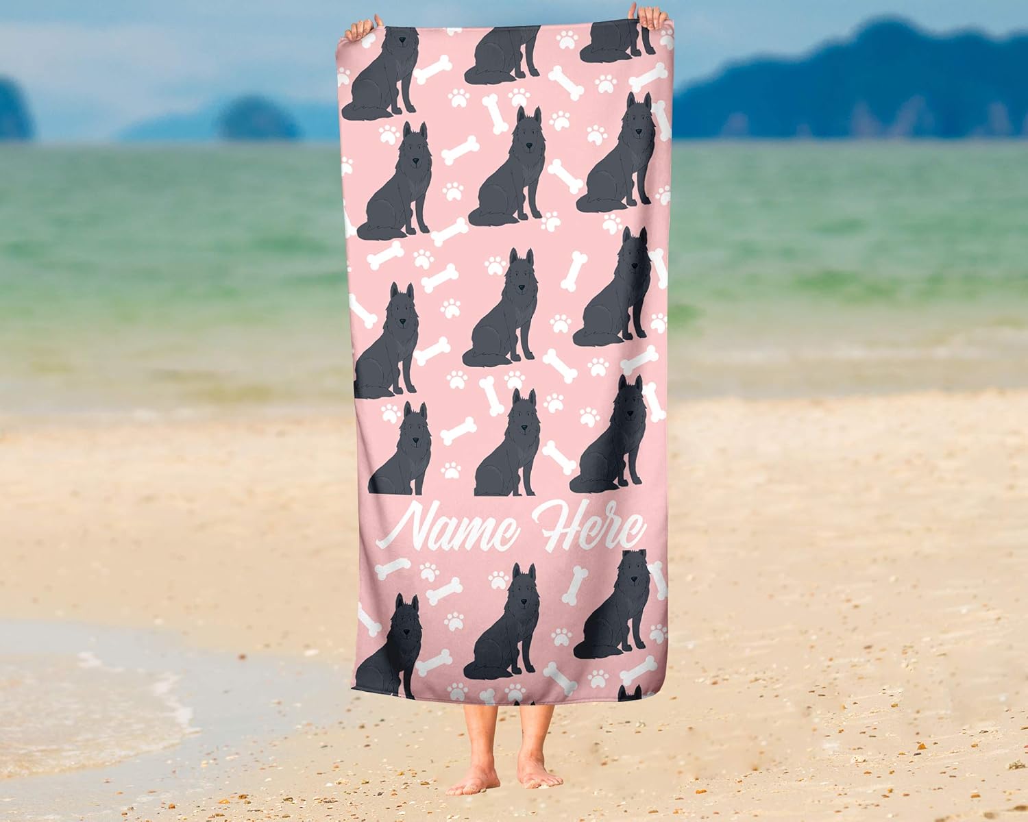Personalized Black German Shepherd Pattern Towels for Adults Kids