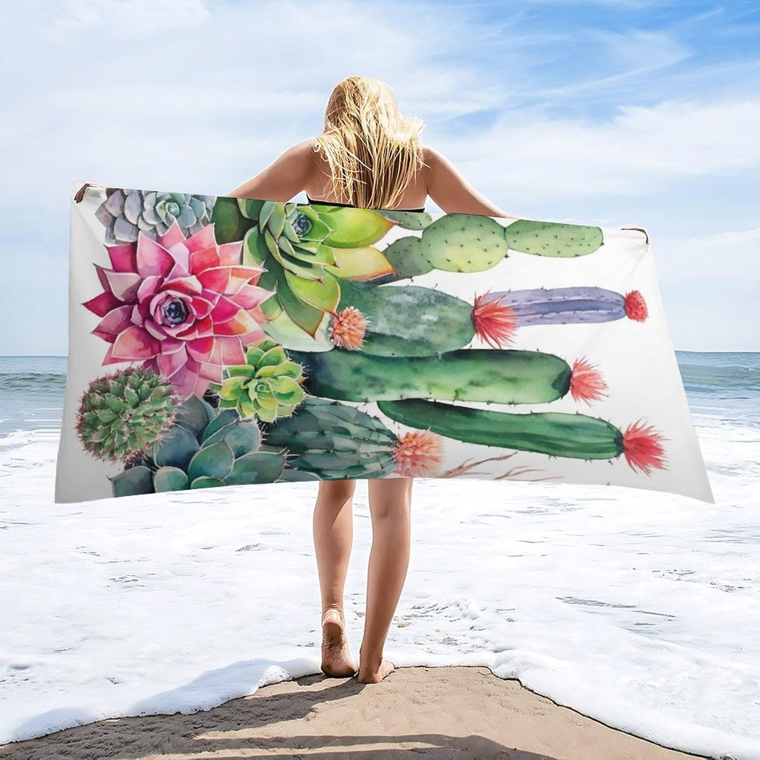 4SEE Premium Double-Sided Velvet Beach Towel - Extra Large 63x315 Inches