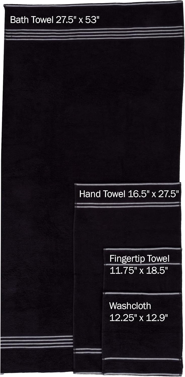8PC Towel Set - 575GSM 100 Cotton Black Striped