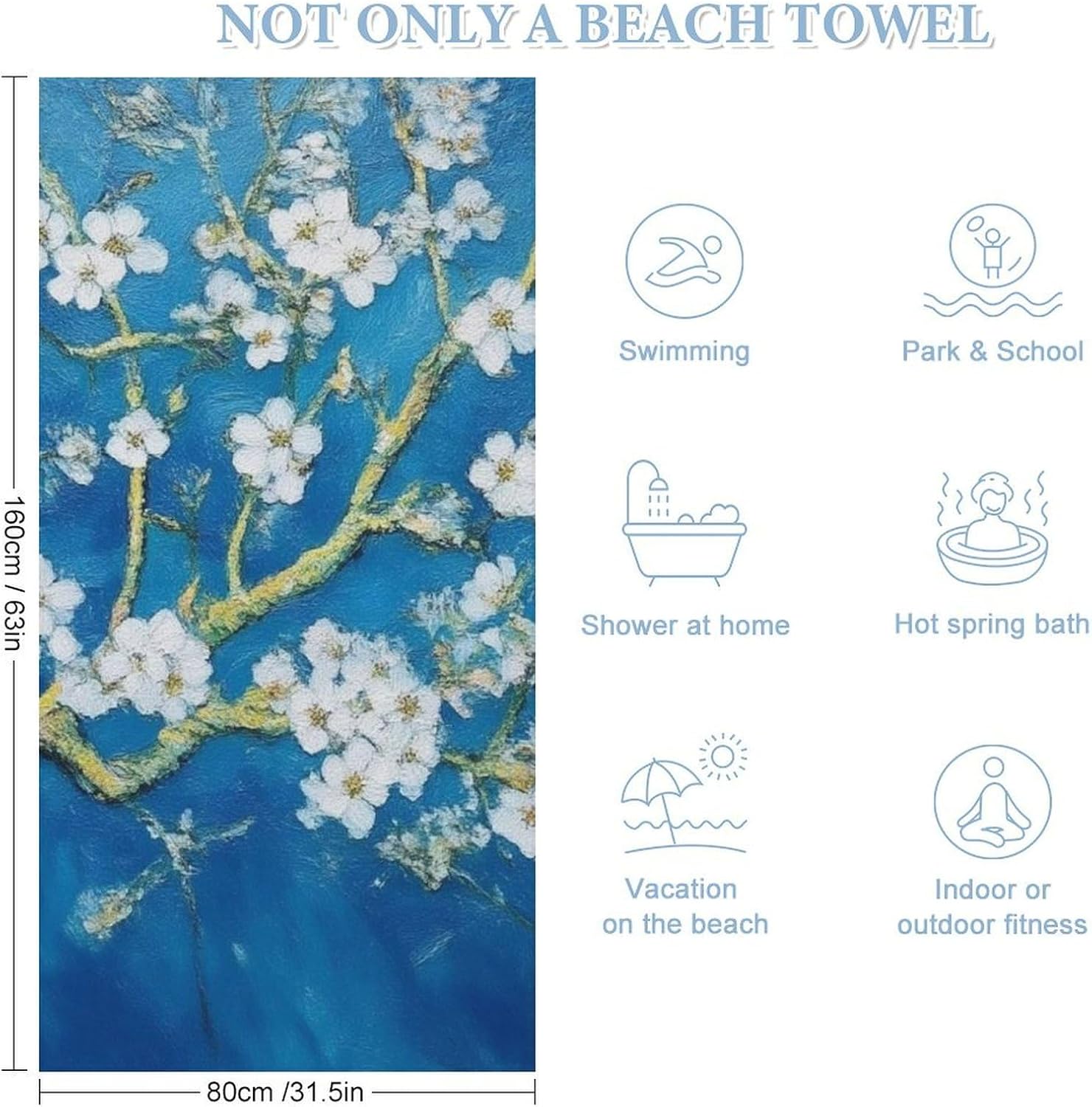4SEE Extra Large Beautiful Apricot Flower Bath Towel