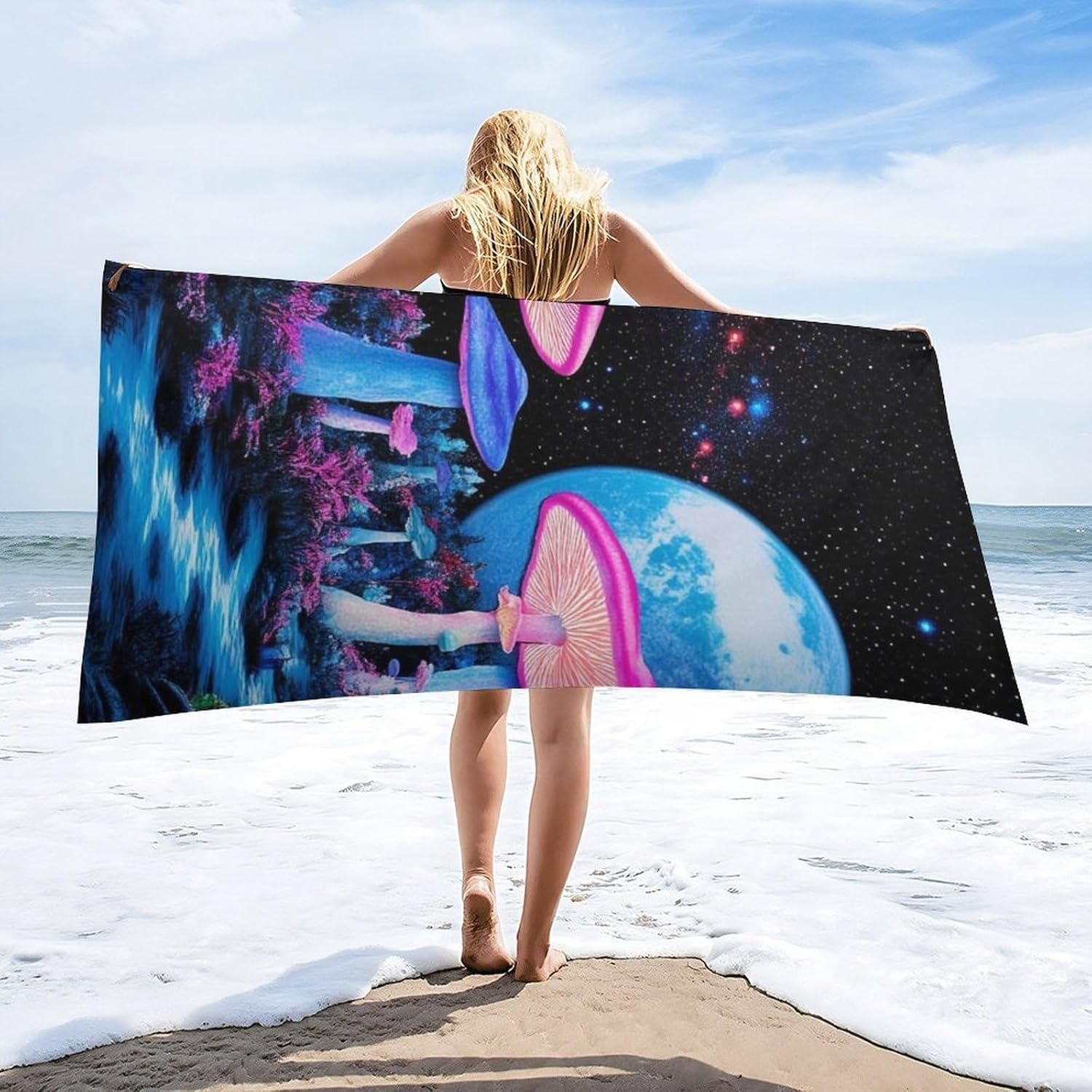 Trippy Mushroom Magical Beach Towel for Home and Travel