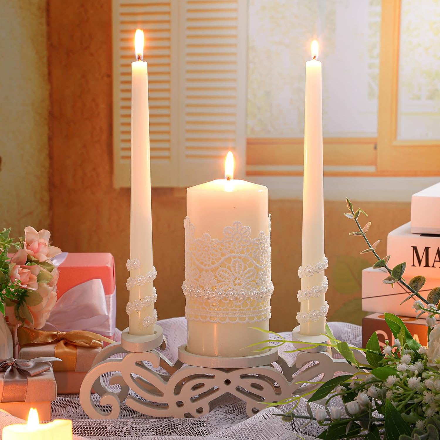 Irenare Unity Candles with Glass Holder Set