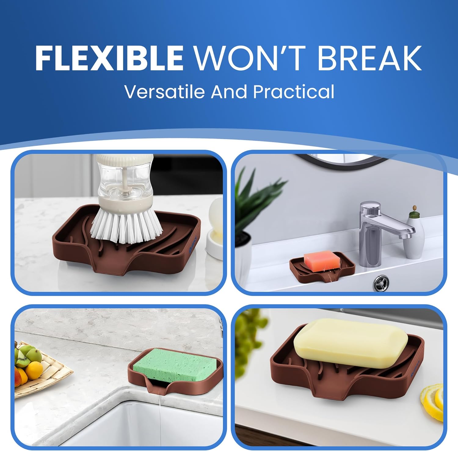 Rymss Silicone Soap Dish for Bathroom and Kitchen