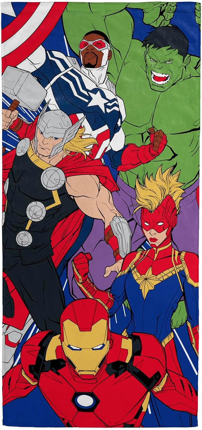 Jay Franco Marvel Avengers Kids Beach Towel - 28x58 Hulk Thor Iron Man