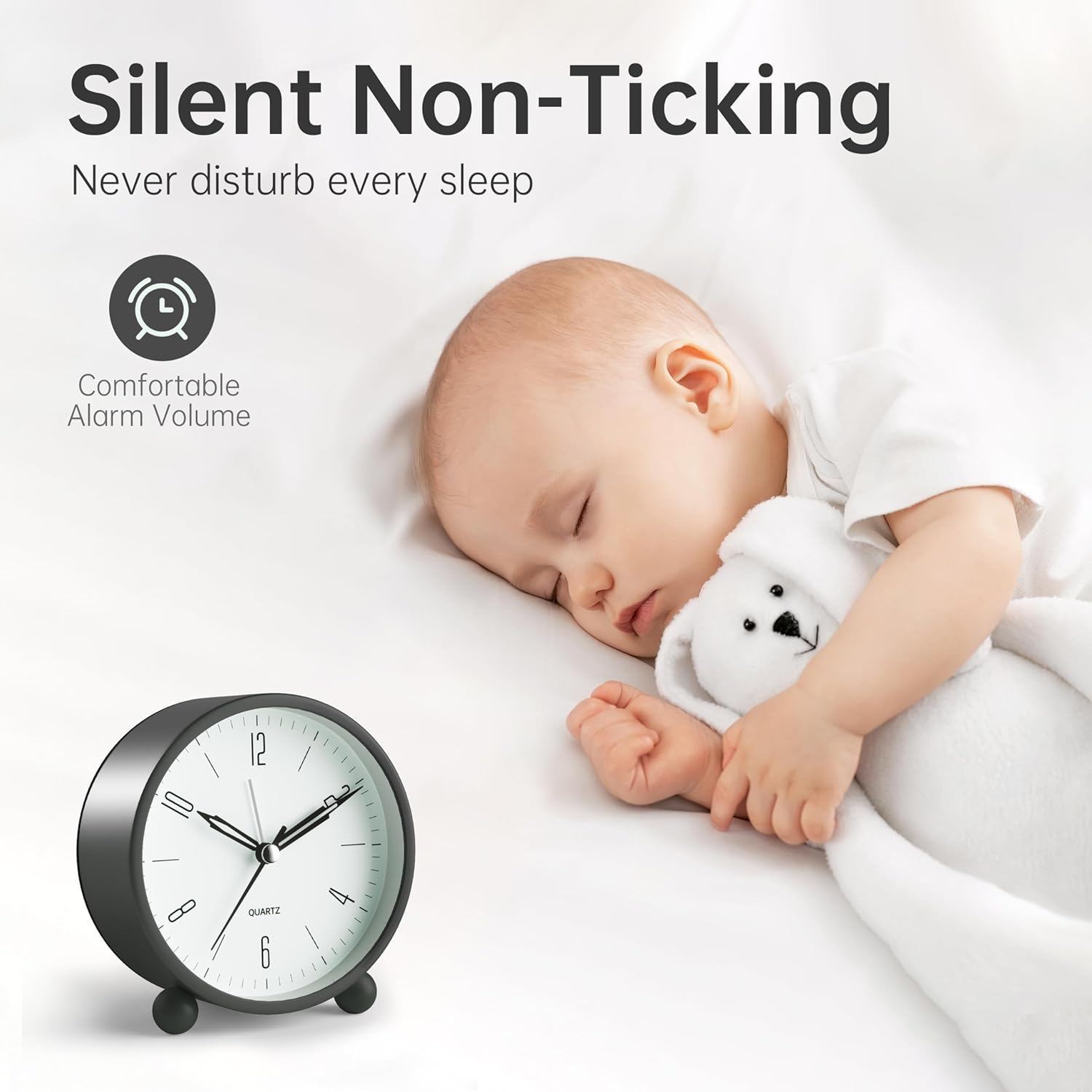 JALL Analog Alarm Clock with Night Light and Silent Hand 1