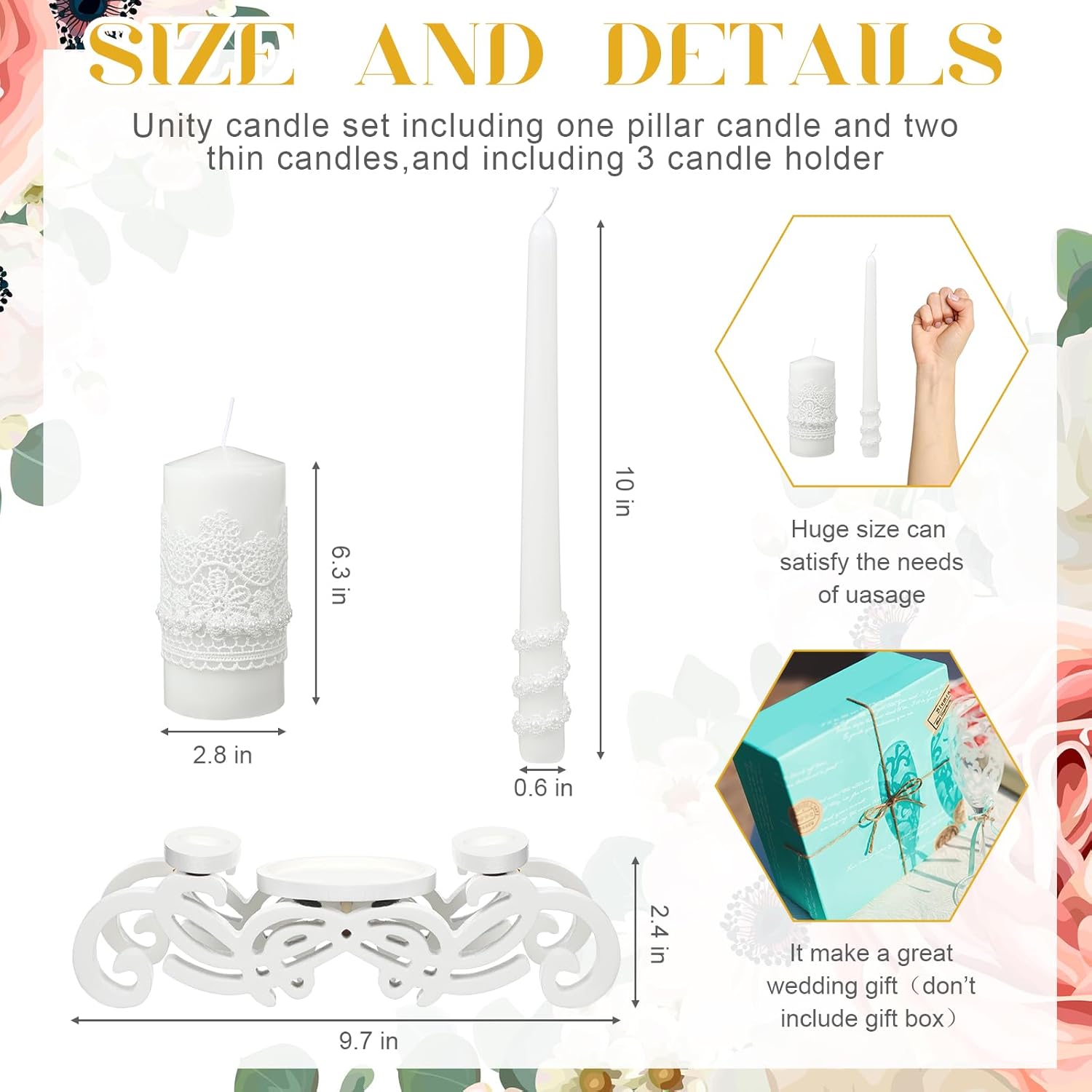 Irenare Unity Candles with Glass Holder Set