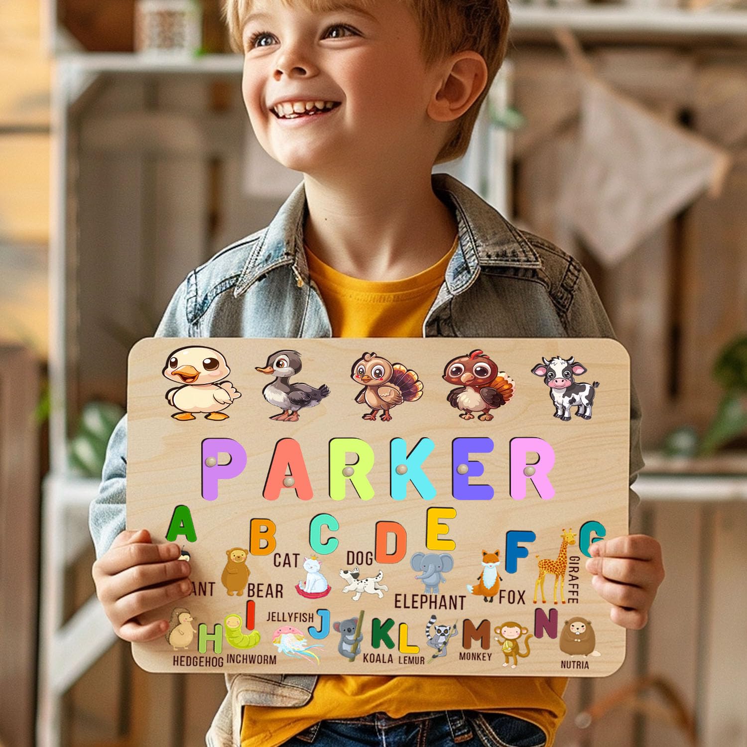 Personalized Wooden Name Puzzle for Baby and Toddler