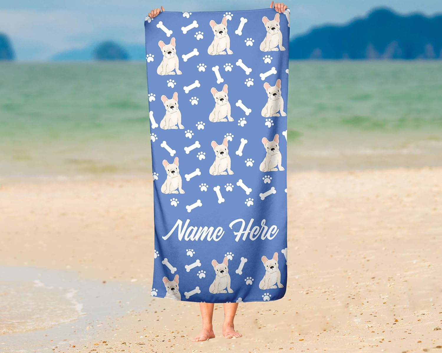 Personalized Fawn French Bulldog Pattern Towels - Large Medium 1