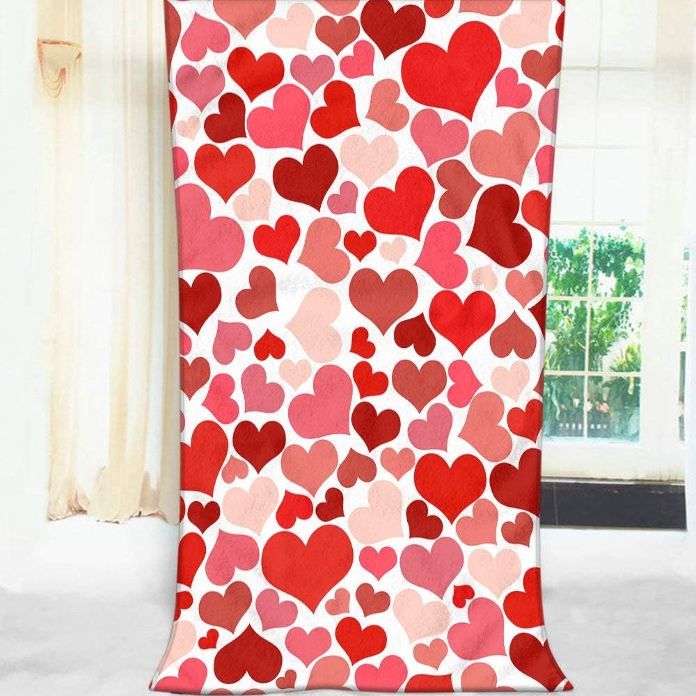 Moslion Soft Bath Towel with Red Heart Design