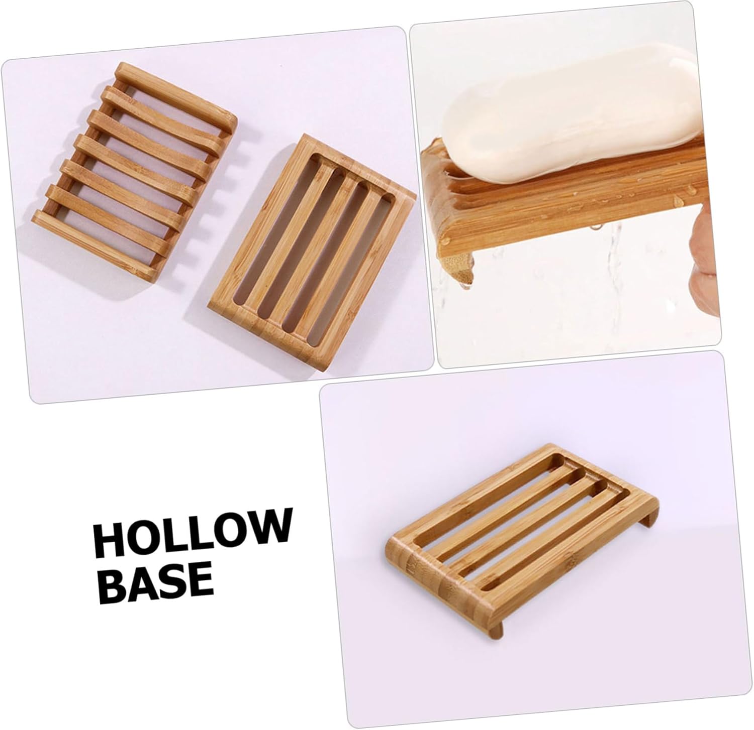 LIFKOME Bamboo Soap Dish Sturdy Draining Holder