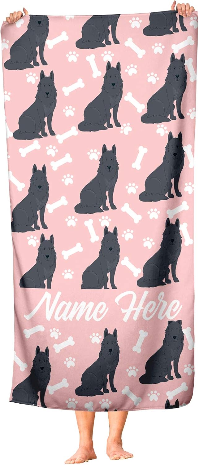 Personalized Black German Shepherd Pattern Towels for Adults Kids