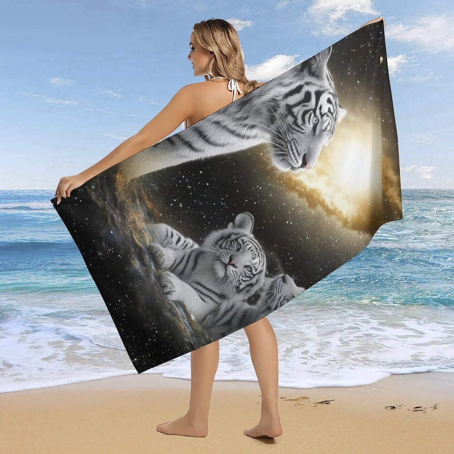 4SEE Oversize Velvet Beach Towel with Galaxy Design
