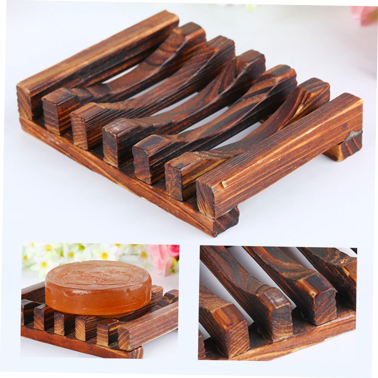 Cabilock Wooden Soap Holder Anti-Slip Bath Rack