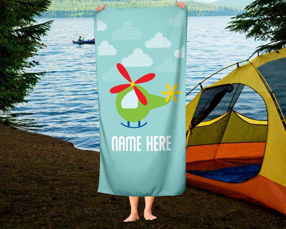 Personalized Corner Extra Large Green Helicopter Towel