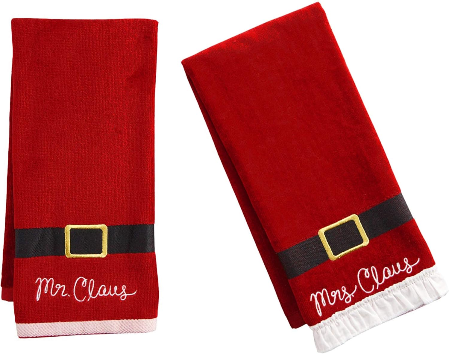 Christmas Towels Set of 2 with Santa Belt Design