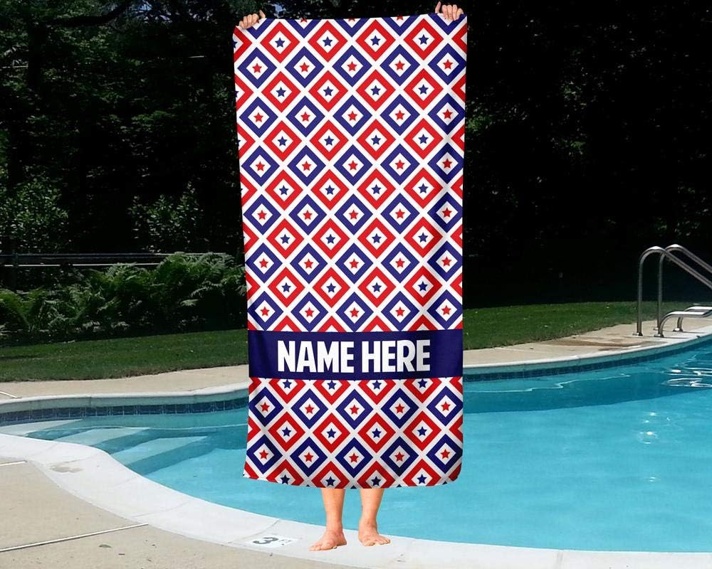 Extra Large Personalized Stars in Diamonds Towel for Kids and Adults