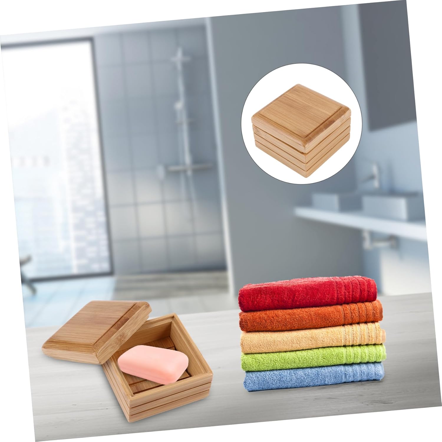 Wooden Soap Dish with Lid for Bathroom Kitchen 1