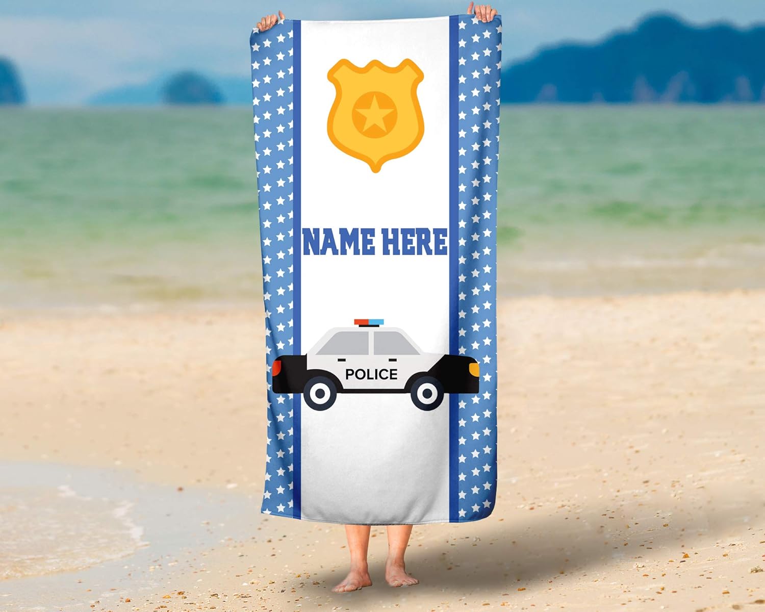 Personalized Police Car Polycotton Towel for Kids 1