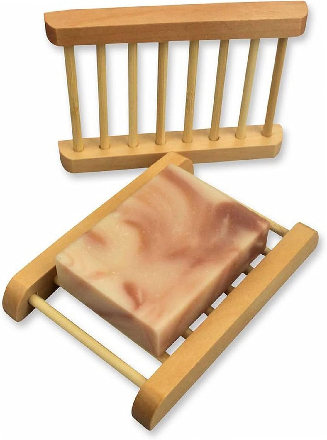 2 Natural Wooden Bamboo Soap Bar Dish Tray Holder