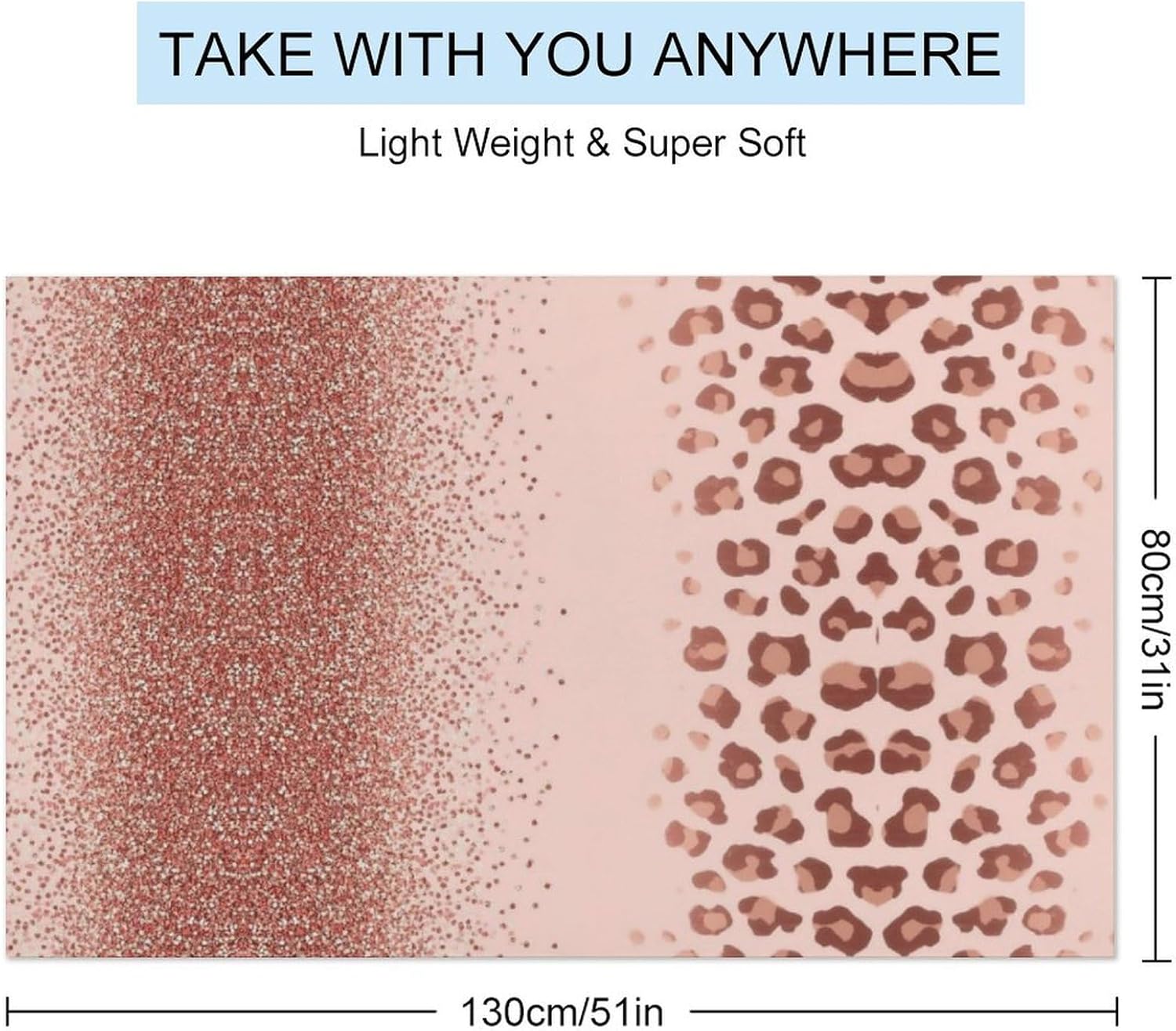 Rose Gold Glitter Pink Cheetah Microfiber Beach Towel