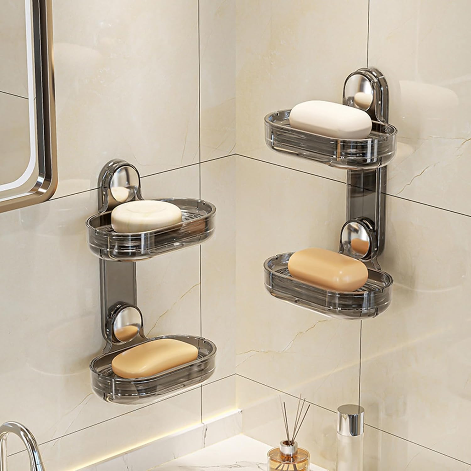 Loyliawa Wall Mount Soap Dish Double Layer Quick Drain