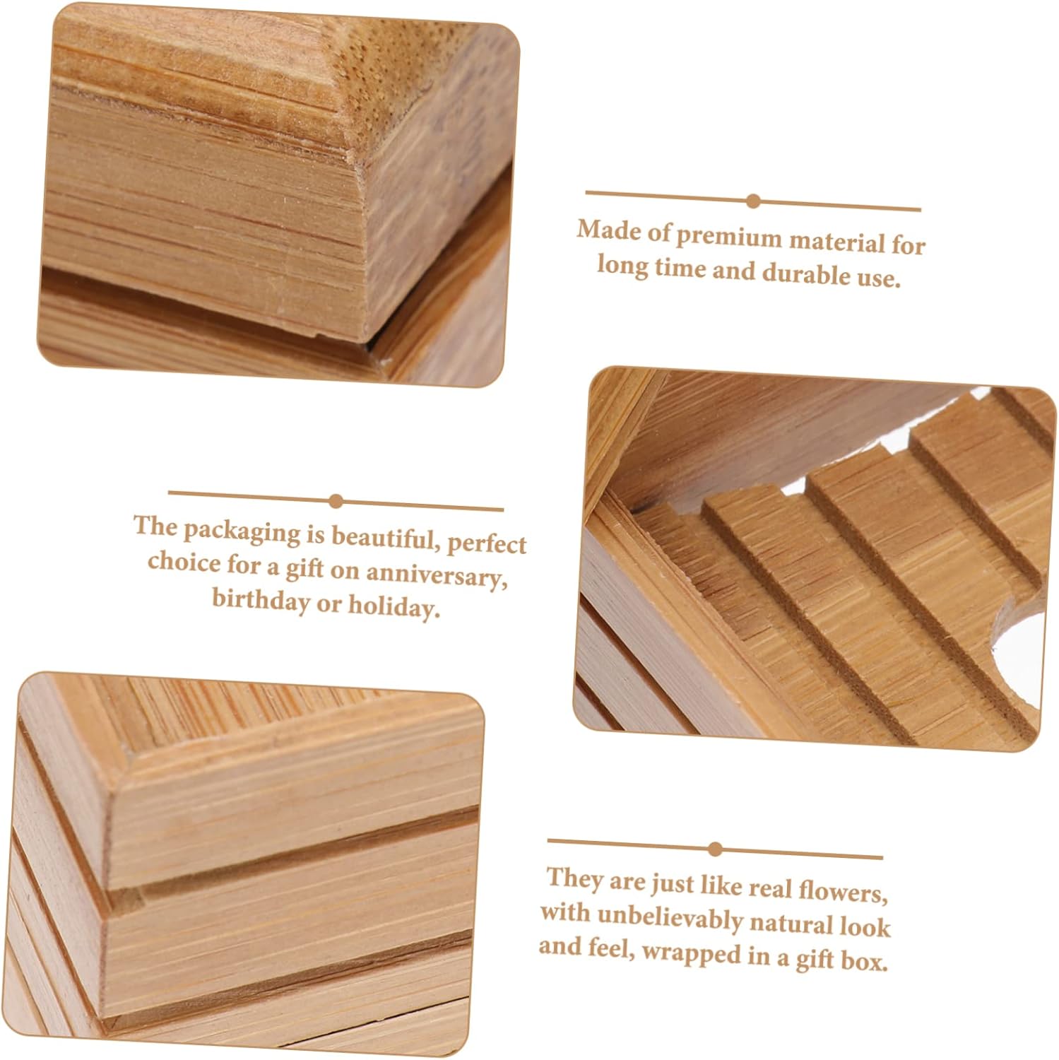 SHOWERORO Bamboo Soap Rack with Lid Holder