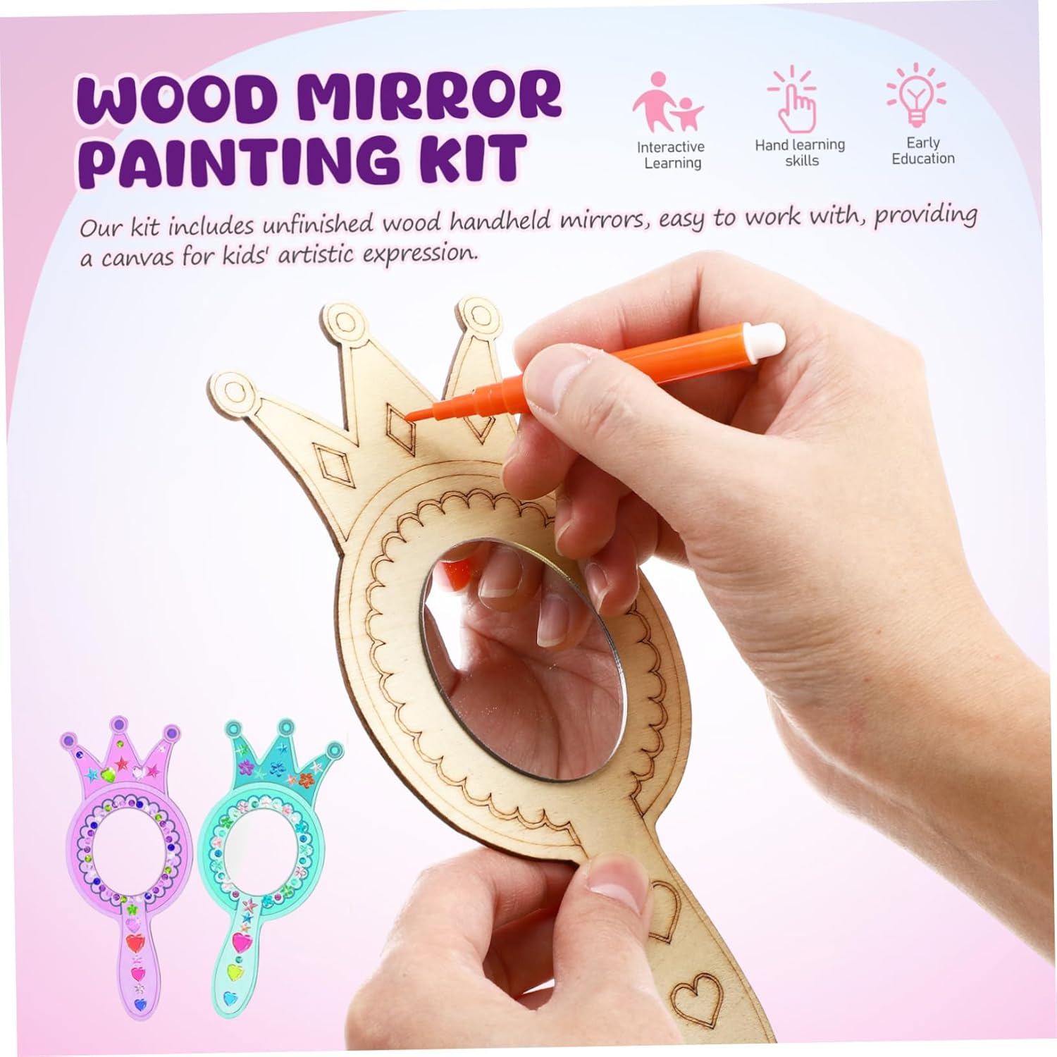 BESPORTBLE Handheld Mirror Craft Set for Kids 1