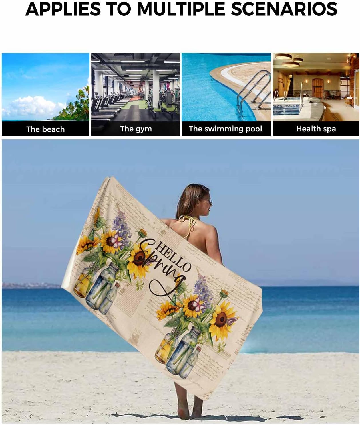 ZOE GARDEN Sunflower Lavender Bathroom Towel Set 3pc