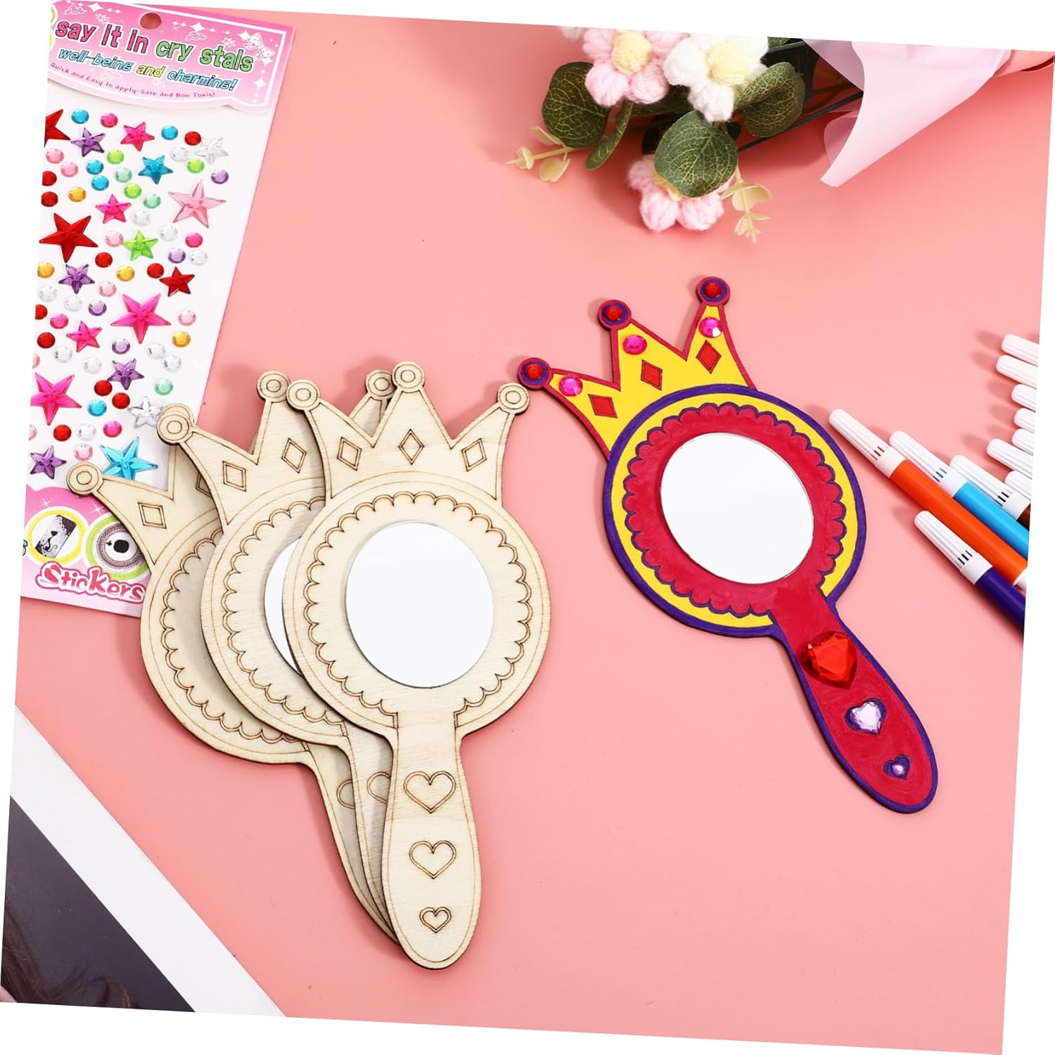 BESPORTBLE Handheld Mirror Craft Set for Kids 1