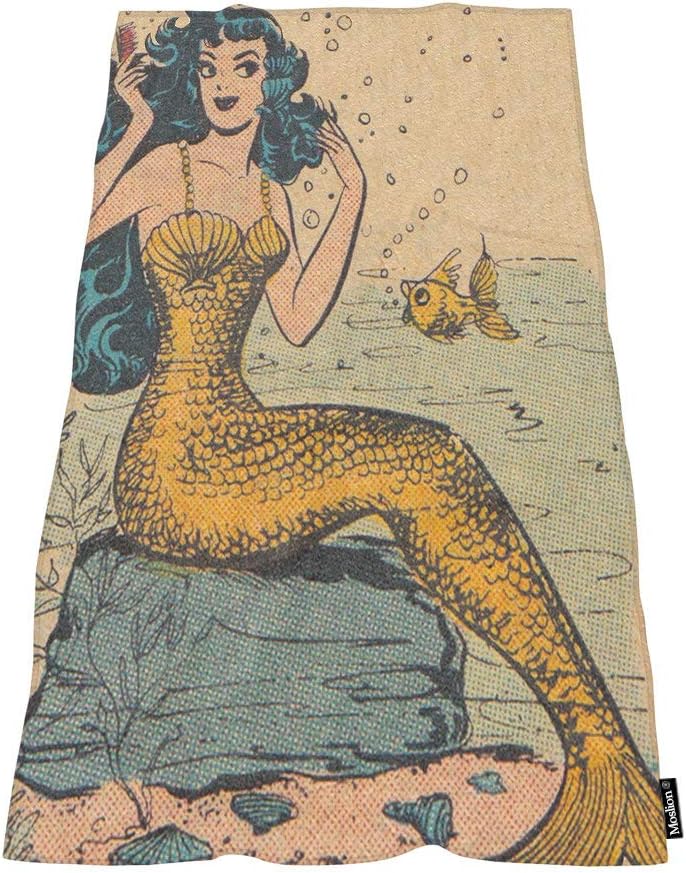 Moslion Vintage Mermaid Bath Towel 64x32 Inches
