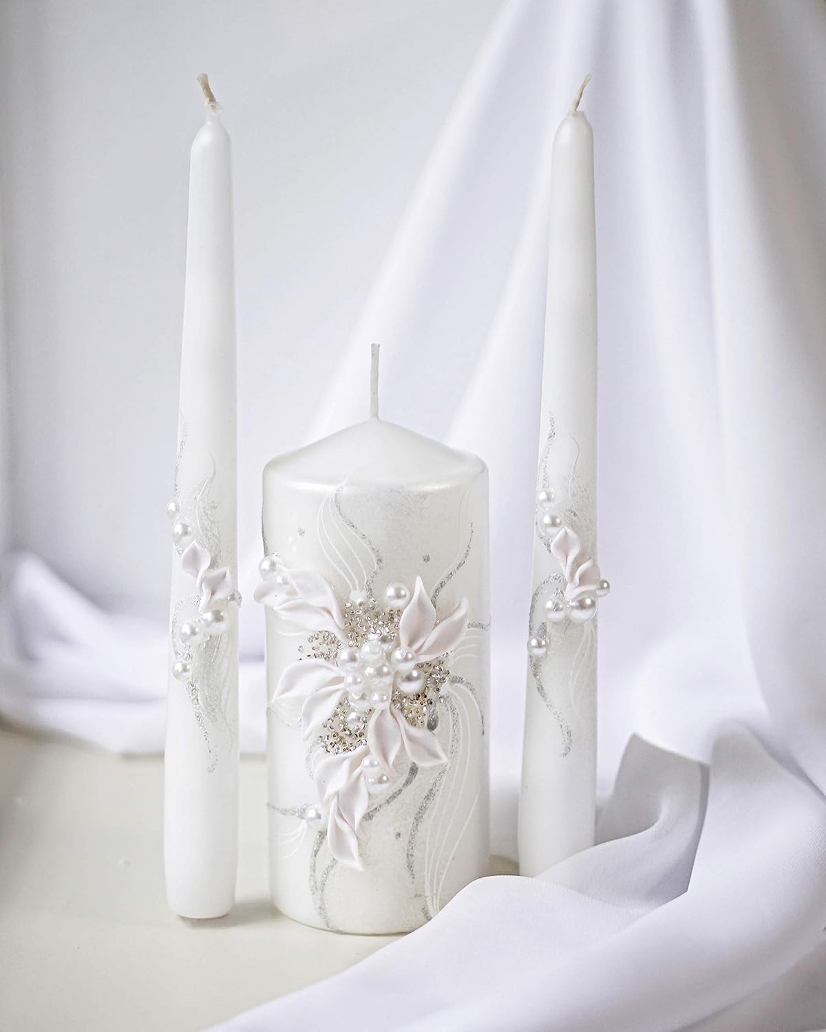 Magik Life Unity Candle Set - White 6 Pillar 2 Taper Candles